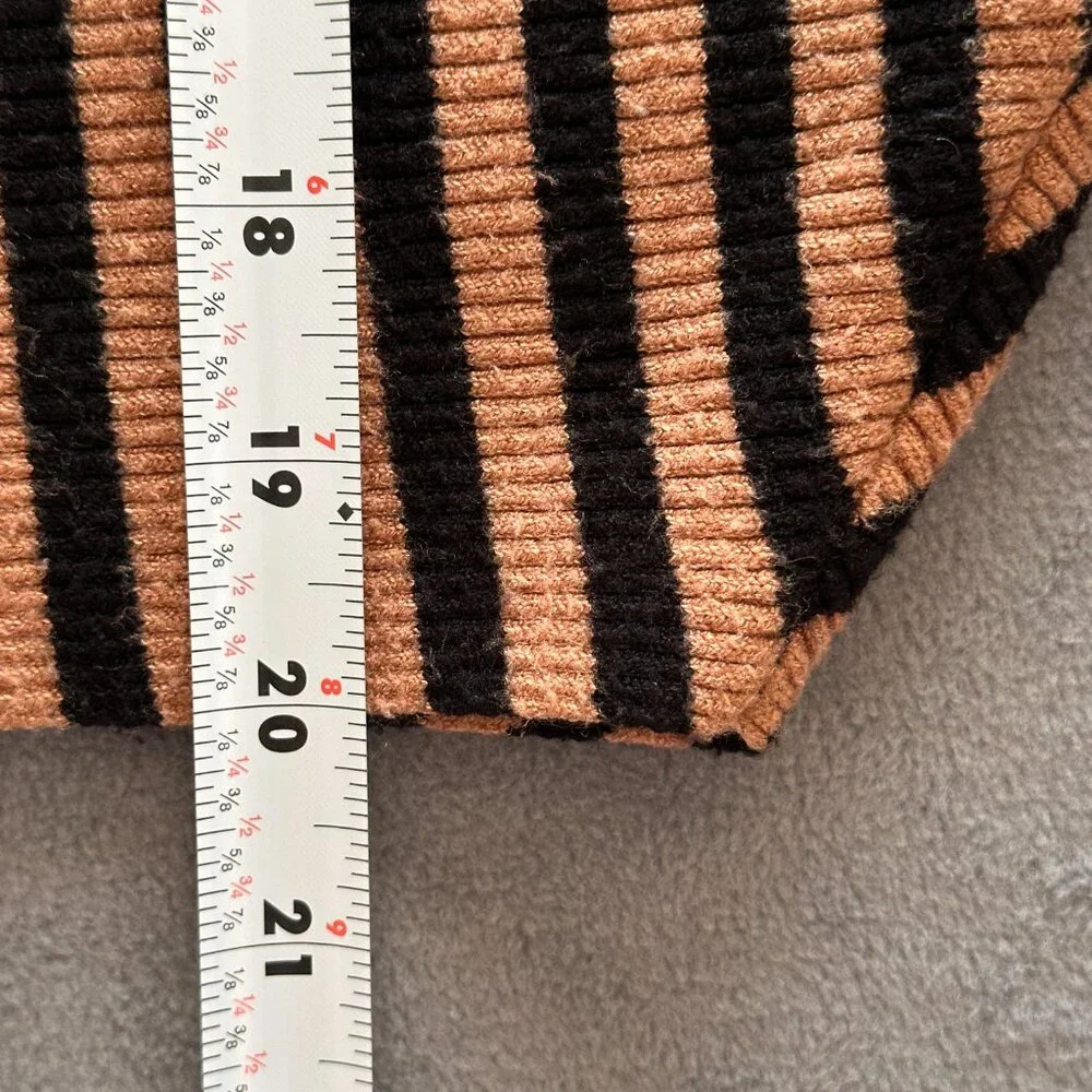 Black Camel Stripe Color Block Batwing Sweater Dolman Sz M | Quiet Luxury Minima - Picture 8 of 15